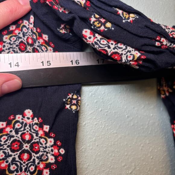 Women's Braeve Navy Red Patterned Off Shoulder Romper Size S - Picture 6 of 10